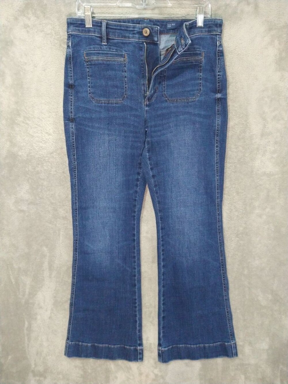 J Jill Jeans Womens 10 Blue Denim High Rise Flare Stretch Dark Wash